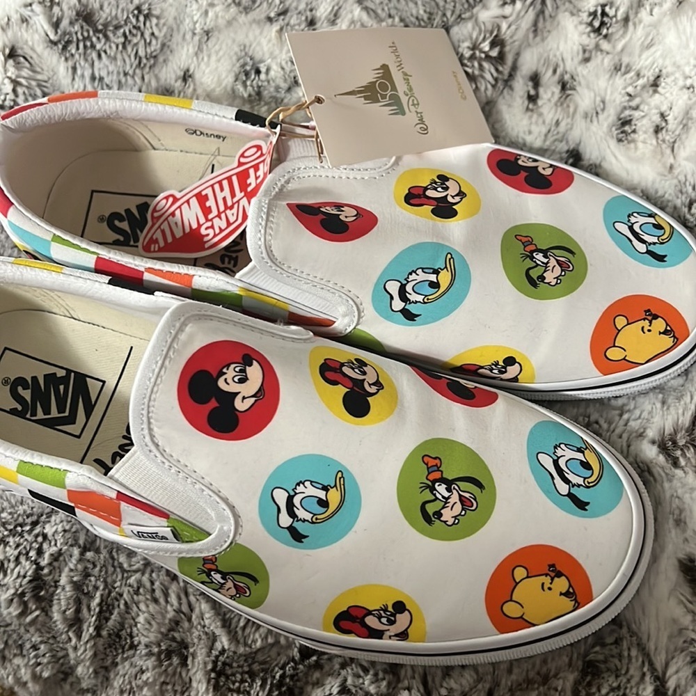 Disney Mickey Polka Dot Vans Sneakers Slip On - Picture 2 of 3